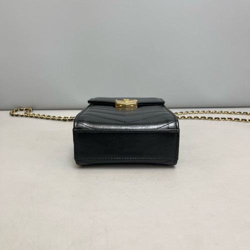 Chanel Quilted Phone Holder Calfskin Black