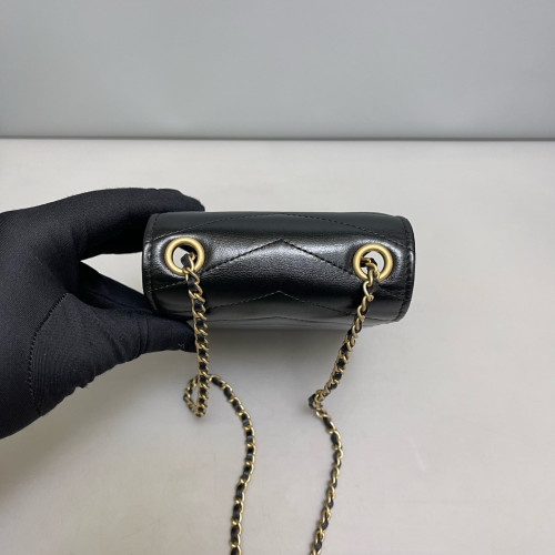 Chanel Quilted Phone Holder Calfskin Black