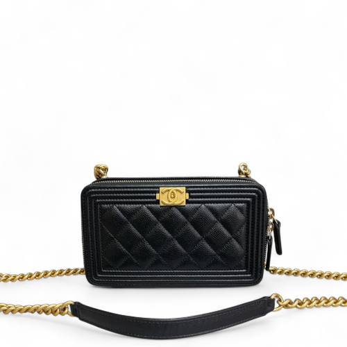 Chanel Quilted Boy Camera Case Grained Calfskin Black Chanel Quilted Boy Camera Case Grained Calfskin Black
