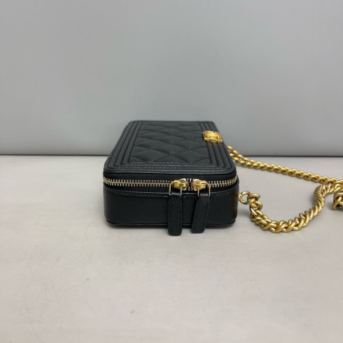Chanel Quilted Boy Camera Case Grained Calfskin Black Chanel Quilted Boy Camera Case Grained Calfskin Black