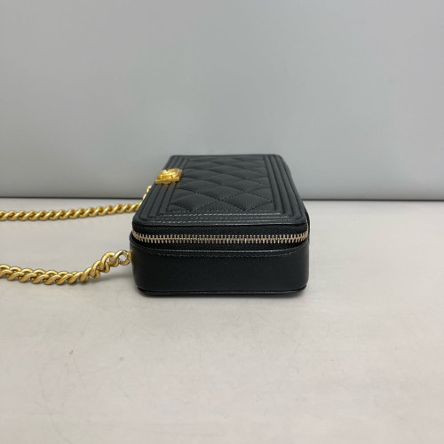 Chanel Quilted Boy Camera Case Grained Calfskin Black Chanel Quilted Boy Camera Case Grained Calfskin Black