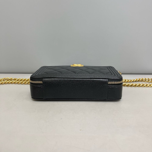Chanel Quilted Boy Camera Case Grained Calfskin Black Chanel Quilted Boy Camera Case Grained Calfskin Black