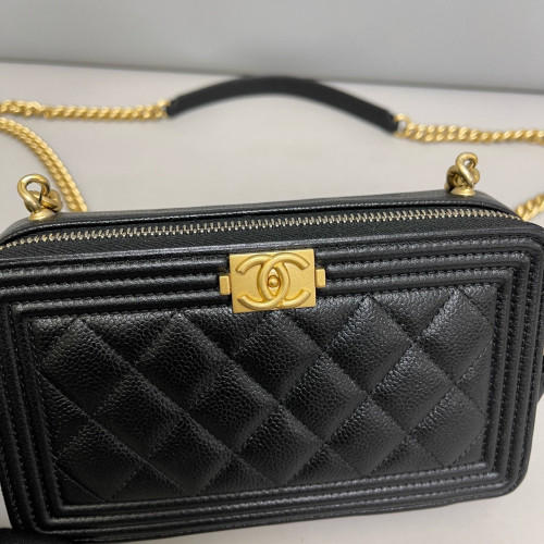 Chanel Quilted Boy Camera Case Grained Calfskin Black Chanel Quilted Boy Camera Case Grained Calfskin Black