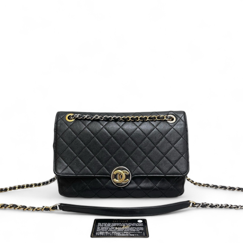 Chanel Quilted Flap Bag Calfskin Black
