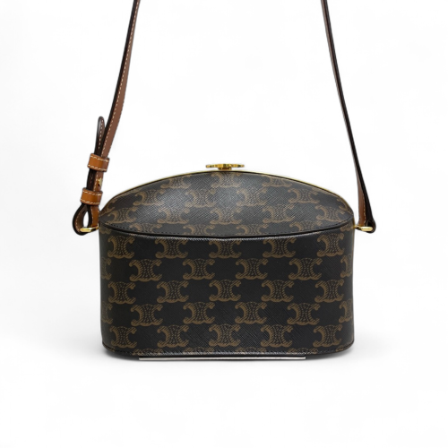 Celine Triomphe Shoulder Bag Triomphe Black Brown