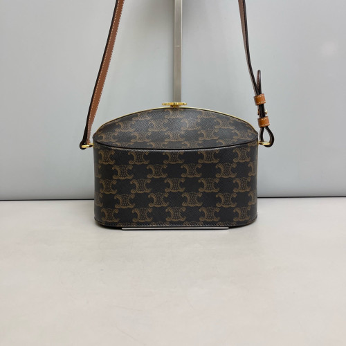 Celine Triomphe Shoulder Bag Triomphe Black Brown