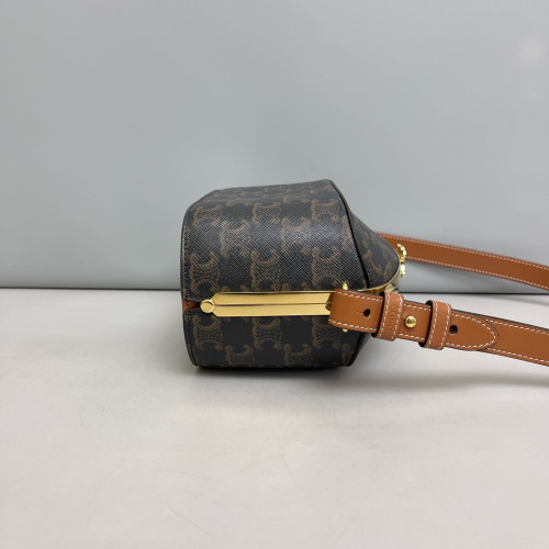 Celine Triomphe Shoulder Bag Triomphe Black Brown