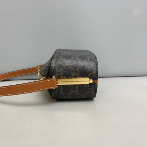 Celine Triomphe Shoulder Bag Triomphe Black Brown