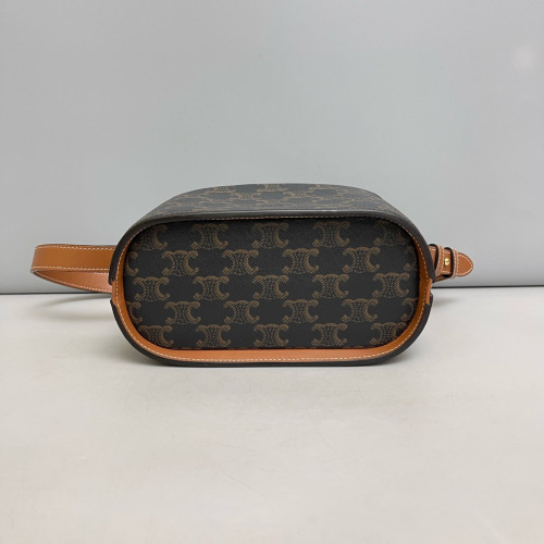 Celine Triomphe Shoulder Bag Triomphe Black Brown