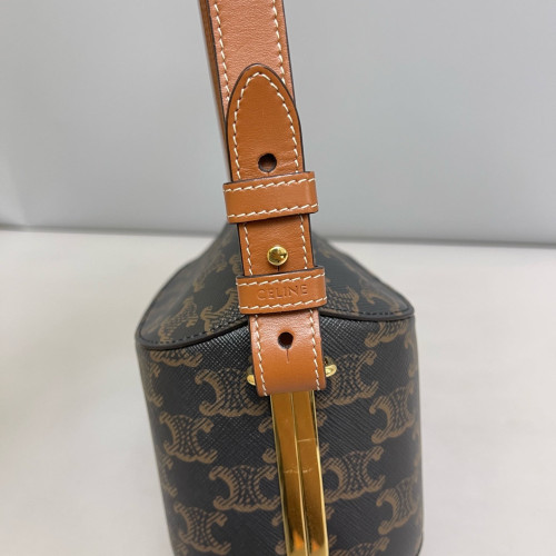 Celine Triomphe Shoulder Bag Triomphe Black Brown