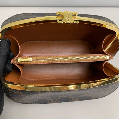 Celine Triomphe Shoulder Bag Triomphe Black Brown