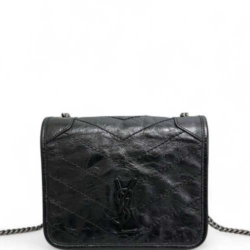Yves Saint Laurent Mini Niki Chain Pull Up Leather Black