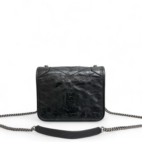 Yves Saint Laurent Mini Niki Chain Pull Up Leather Black