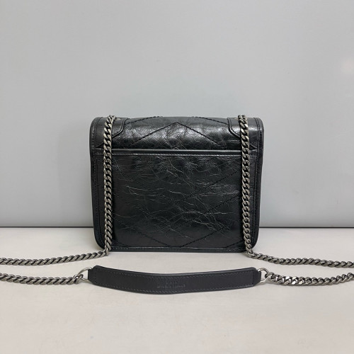 Yves Saint Laurent Mini Niki Chain Pull Up Leather Black