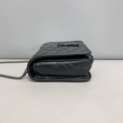 Yves Saint Laurent Mini Niki Chain Pull Up Leather Black
