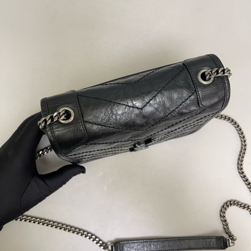 Yves Saint Laurent Mini Niki Chain Pull Up Leather Black