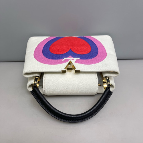 Louis Vuitton Capucines BB Calfskin White Black Pink