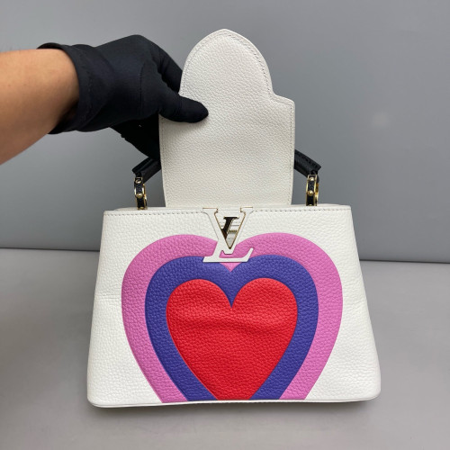 Louis Vuitton Capucines BB Calfskin White Black Pink