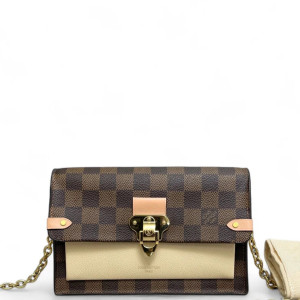 Louis Vuitton Vavin Chain Wallet Damier Ebene Beige Brown