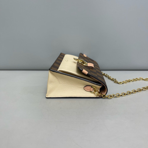 Louis Vuitton Vavin Chain Wallet Damier Ebene Beige Brown