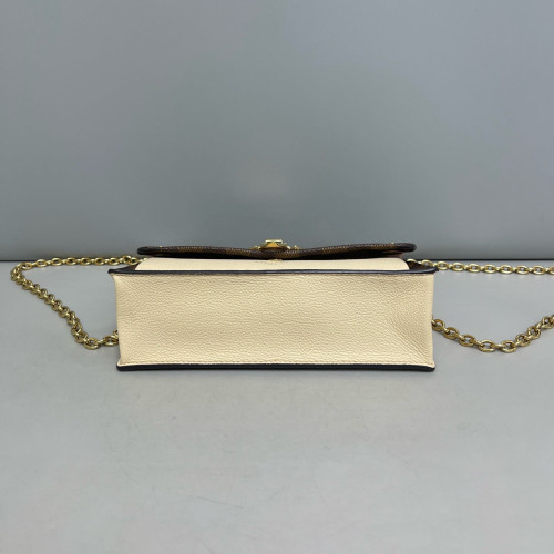 Louis Vuitton Vavin Chain Wallet Damier Ebene Beige Brown