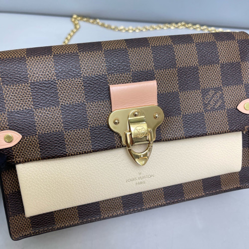 Louis Vuitton Vavin Chain Wallet Damier Ebene Beige Brown