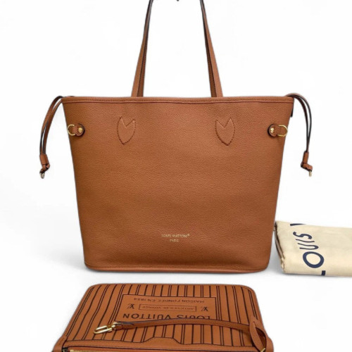 Louis Vuitton Neverfull MM Calfskin Monogram Tan