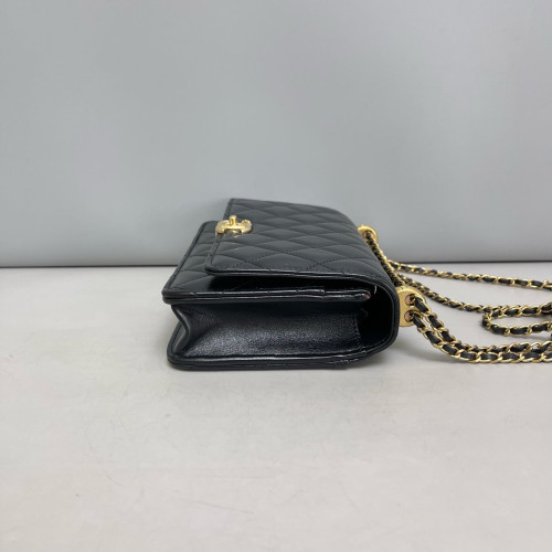 Chanel Quilted Perfect Fit Wallet On Chain WOC Calfskin Black Chanel Quilted Perfect Fit Wallet On Chain WOC Calfskin Black
