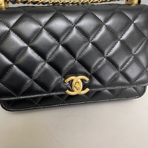 Chanel Quilted Perfect Fit Wallet On Chain WOC Calfskin Black Chanel Quilted Perfect Fit Wallet On Chain WOC Calfskin Black