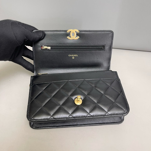 Chanel Quilted Perfect Fit Wallet On Chain WOC Calfskin Black Chanel Quilted Perfect Fit Wallet On Chain WOC Calfskin Black
