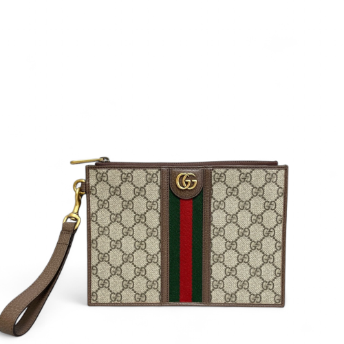 Gucci Clutch GG Supreme Monogram Beige Brown Green