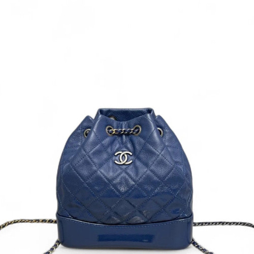 Chanel Quilted Small Gabrielle Backpack Grained Calfskin Blue