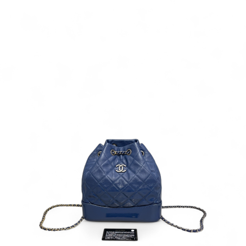 Chanel Quilted Small Gabrielle Backpack Grained Calfskin Blue