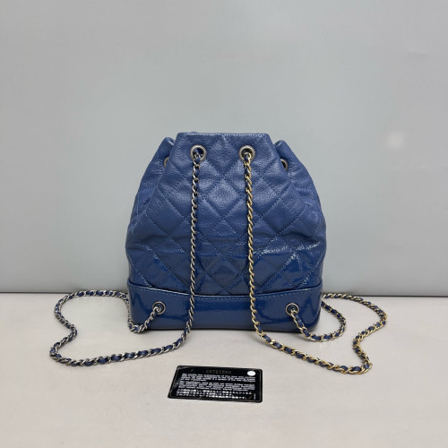 Chanel Quilted Small Gabrielle Backpack Grained Calfskin Blue