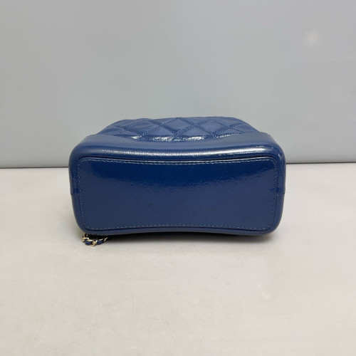 Chanel Quilted Small Gabrielle Backpack Grained Calfskin Blue