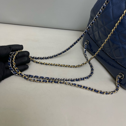 Chanel Quilted Small Gabrielle Backpack Grained Calfskin Blue