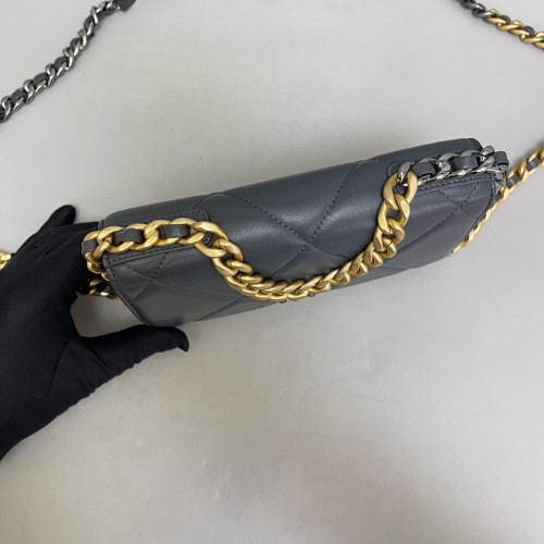 Chanel Quilted 19 Wallet On Chain WOC Lambskin Grey