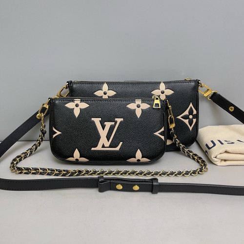 Louis Vuitton Multi Pochette Accessories Empreinte Monogram Giant Black White