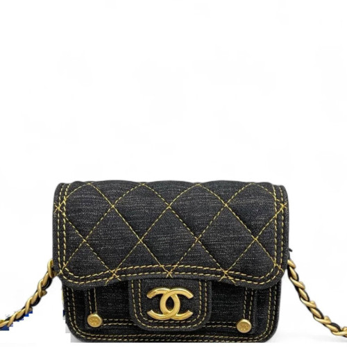 Chanel Quilted Mini Flap Denim Black