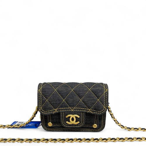 Chanel Quilted Mini Flap Denim Black