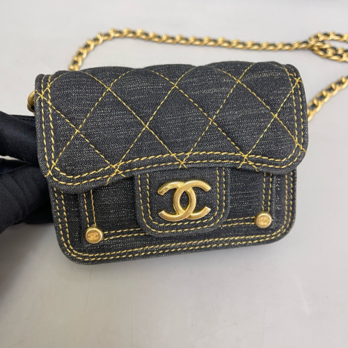 Chanel Quilted Mini Flap Denim Black