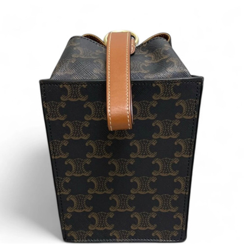Celine Box Bag Triomphe Black Brown