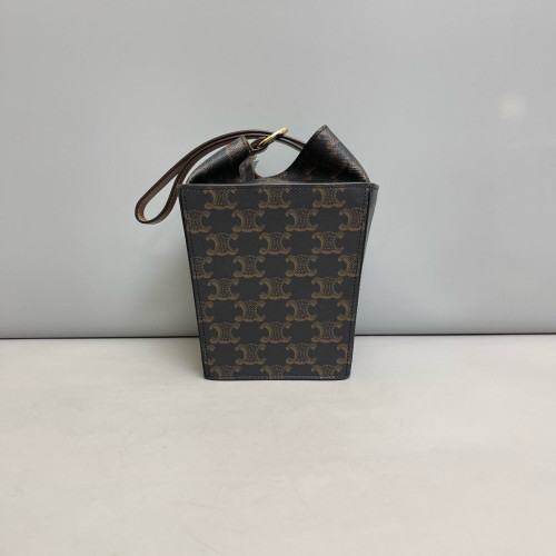 Celine Box Bag Triomphe Black Brown