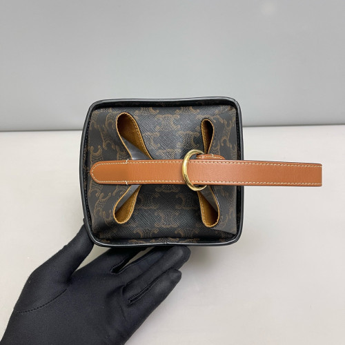 Celine Box Bag Triomphe Black Brown