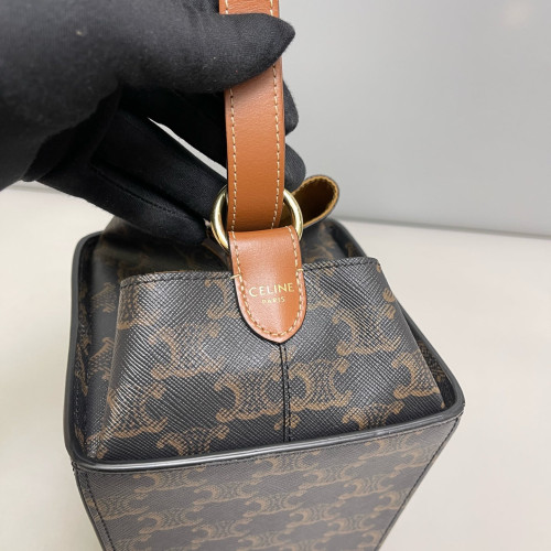 Celine Box Bag Triomphe Black Brown