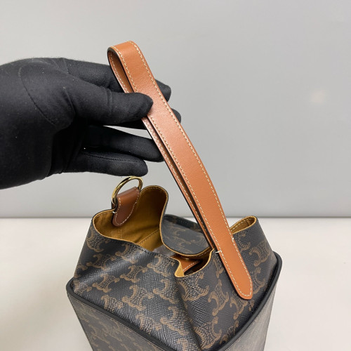 Celine Box Bag Triomphe Black Brown