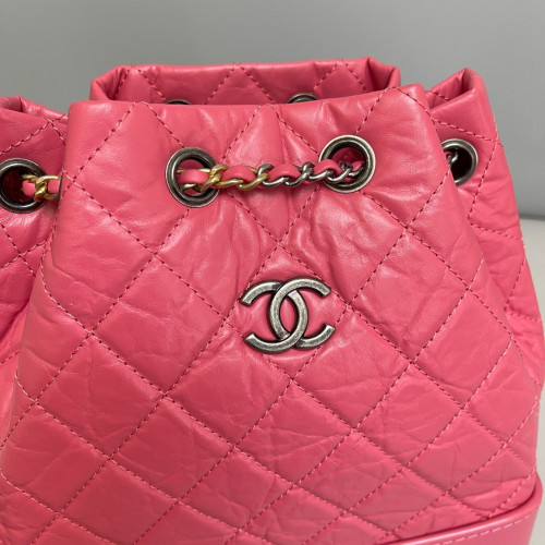 Chanel Quilted Small Gabrielle Backpack Calfskin Peach Beige