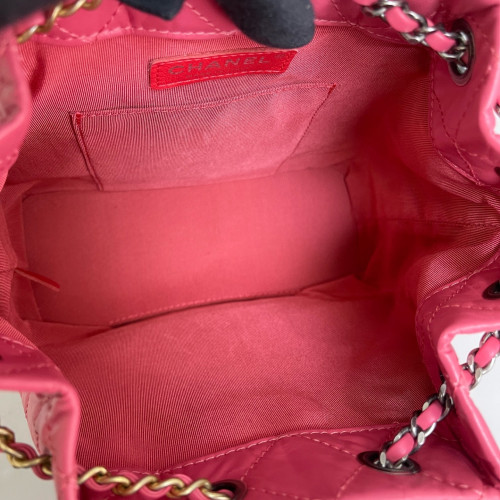 Chanel Quilted Small Gabrielle Backpack Calfskin Peach Beige
