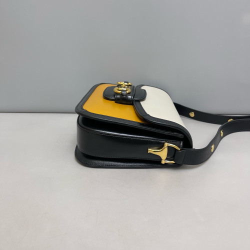 Gucci Small Horsebit 1955 Calfskin White Yellow Black