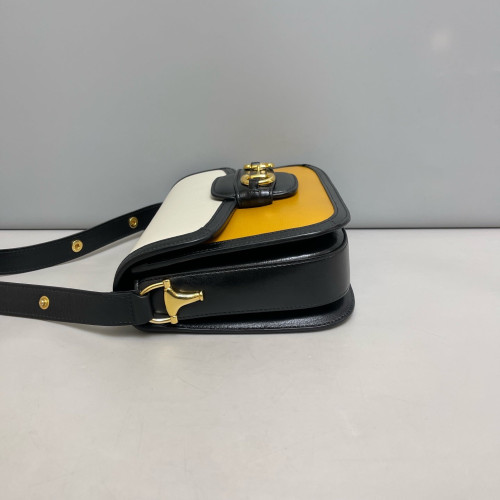 Gucci Small Horsebit 1955 Calfskin White Yellow Black